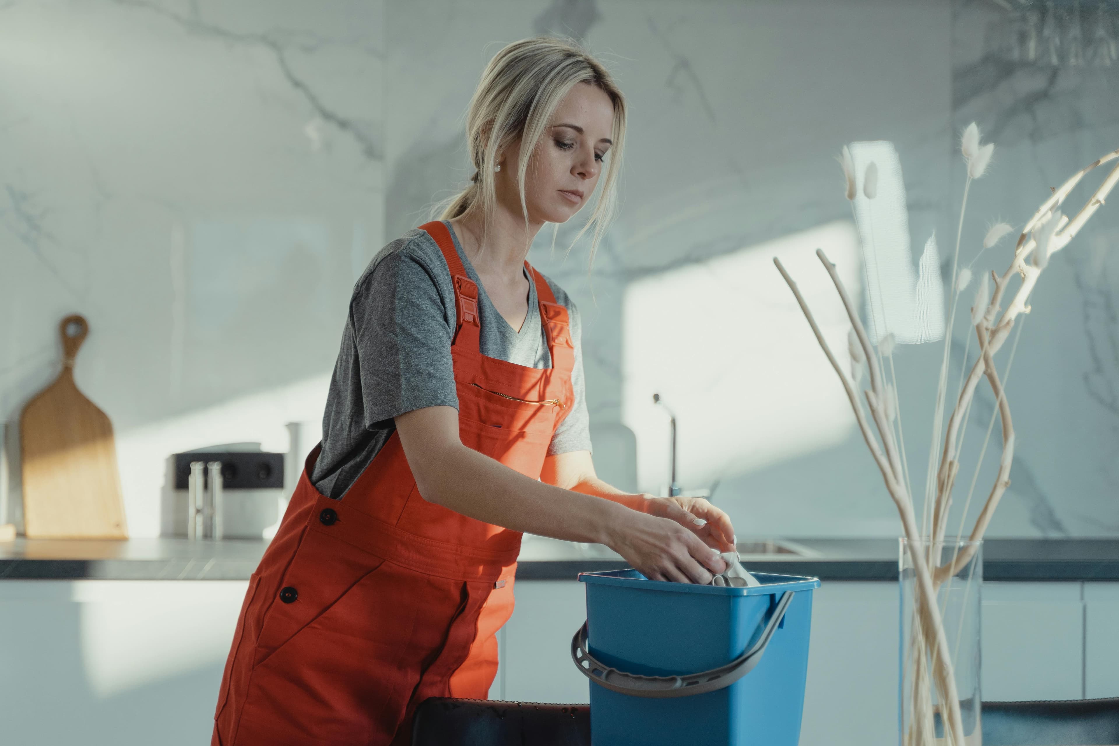 Professional cleaner at work
